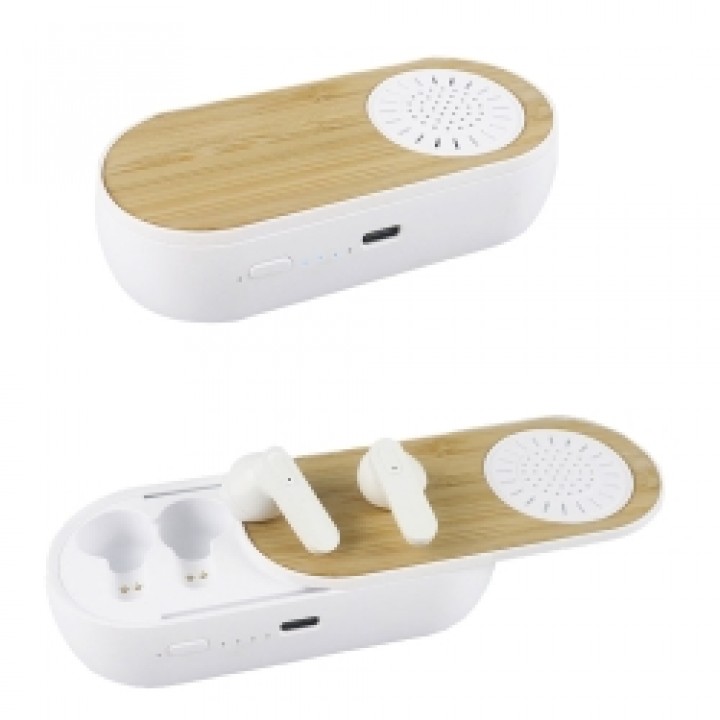 Bambu Tasarımlı Logo Baskılı Promosyon Bluetooth Kulaklık ve Hoparlör